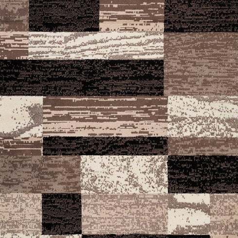 12' Black Brown And Beige Patchwork Runner Rug